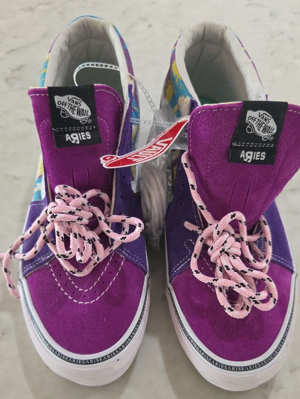 Vans  Purple Suede High-Tops with Pink Laces